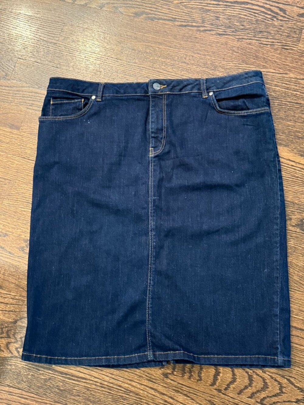 Dark Denim Stretch Knee length skirt
